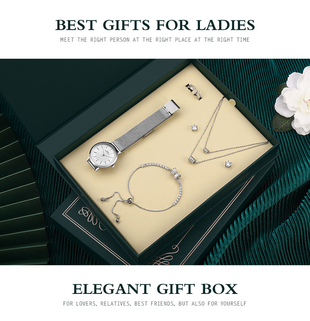 Zestaw zegarków damskich IBSO w pudełku prezentowym, zielony, kwarcowe, retro design, luksusowe, dostosowane, United Jewelry - Wianko - 16