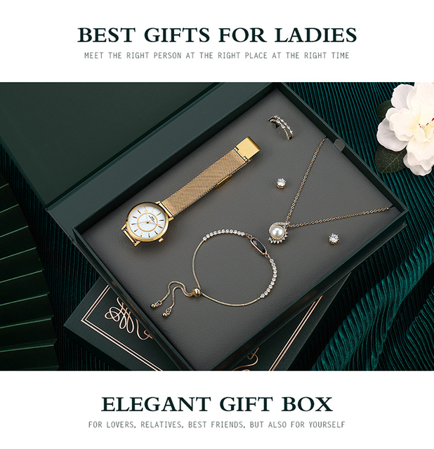 Zestaw zegarków damskich IBSO w pudełku prezentowym, zielony, kwarcowe, retro design, luksusowe, dostosowane, United Jewelry - Wianko - 8