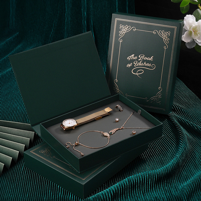 Zestaw zegarków damskich IBSO w pudełku prezentowym, zielony, kwarcowe, retro design, luksusowe, dostosowane, United Jewelry - Wianko - 13