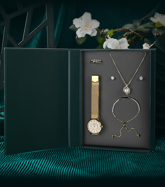 Zestaw zegarków damskich IBSO w pudełku prezentowym, zielony, kwarcowe, retro design, luksusowe, dostosowane, United Jewelry - Wianko - 7