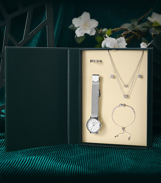 Zestaw zegarków damskich IBSO w pudełku prezentowym, zielony, kwarcowe, retro design, luksusowe, dostosowane, United Jewelry - Wianko - 15