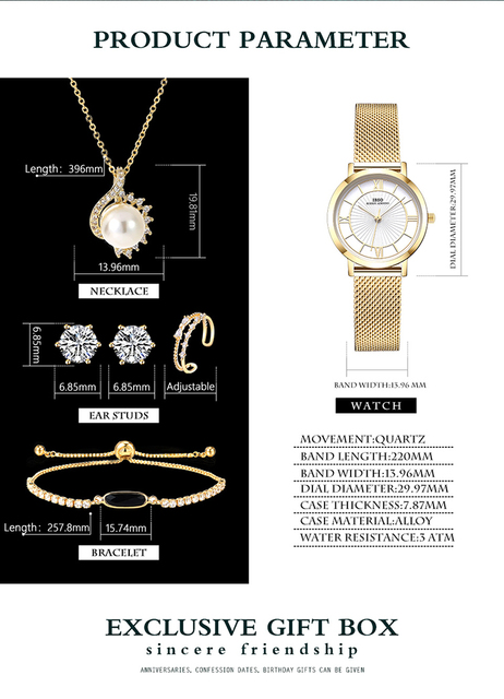 Zestaw zegarków damskich IBSO w pudełku prezentowym, zielony, kwarcowe, retro design, luksusowe, dostosowane, United Jewelry - Wianko - 6