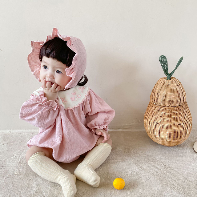 Engepapa haftowany kwiat romper dla noworodka dziewczynki w stylu księżniczki z kapeluszem - Wianko - 10