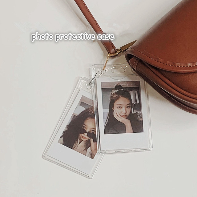 Etui ochronne przezroczyste na 10 sztuk/partię kart PVC Kpop Photocards z motywem koreańskich dziewczyn i brelokiem Pandent - Wianko - 10