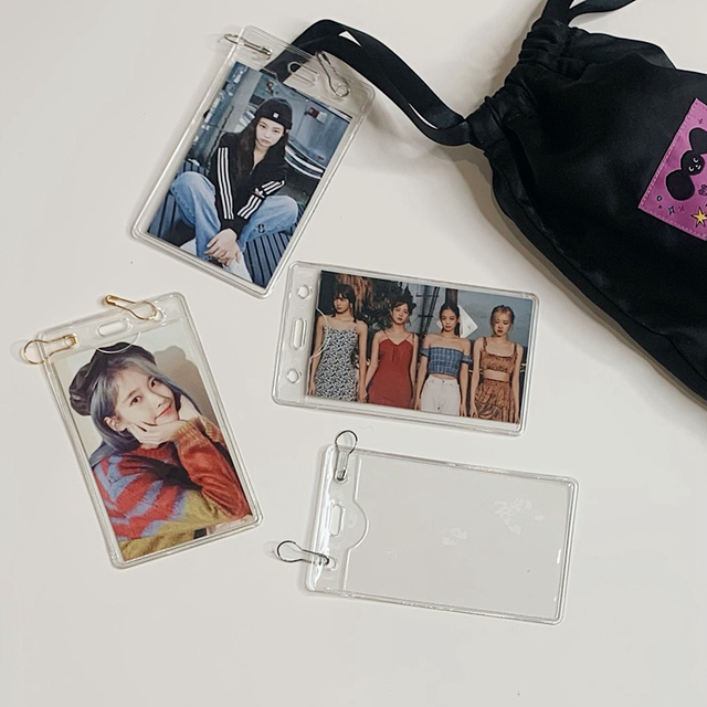 Etui ochronne przezroczyste na 10 sztuk/partię kart PVC Kpop Photocards z motywem koreańskich dziewczyn i brelokiem Pandent - Wianko - 14