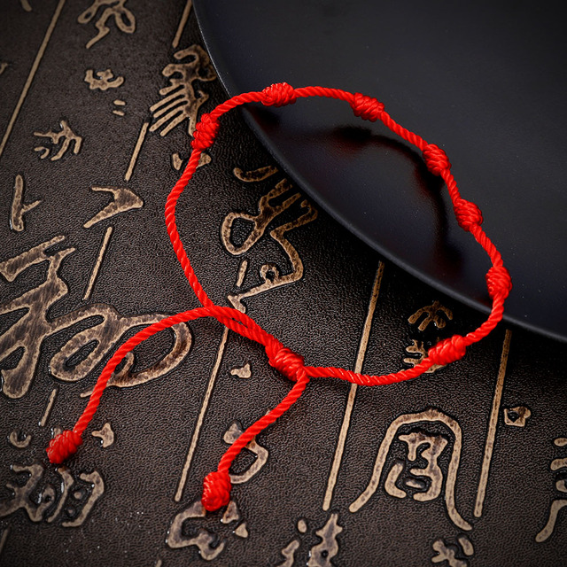 Bransoletka lniana z czerwonego sznurka z 7 węzłami ochrony - moda 2021 - dla mężczyzn, kobiet i dziewcząt - Wianko - 12