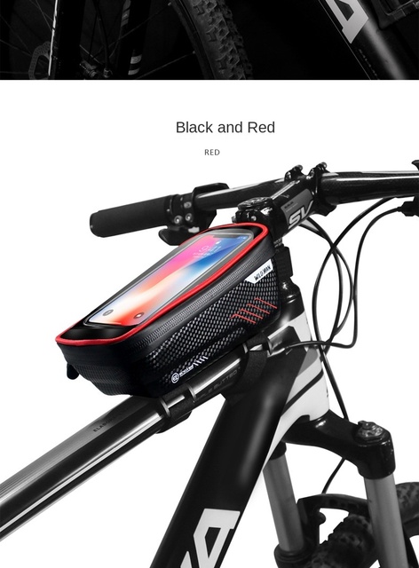 Torebka na rower górski Wild Man - twarda obudowa, przednia wiązka, górna rura, miejsce na telefon komórkowy - Wianko - 13