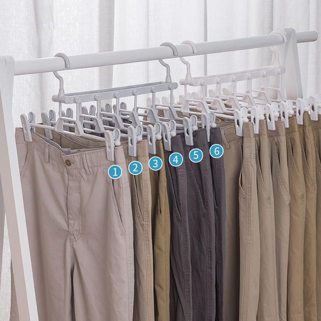 Składany plastikowy wieszak na spodnie i spódnice z klipsami - Organizer do szafy, oszczędność miejsca - Wianko - 3