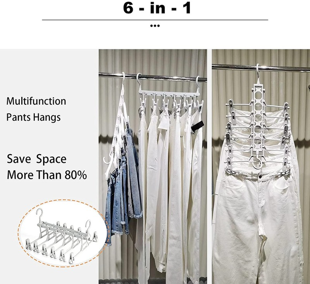 Składany plastikowy wieszak na spodnie i spódnice z klipsami - Organizer do szafy, oszczędność miejsca - Wianko - 23