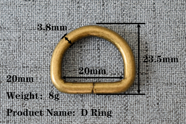 Brązowy D pierścień do szycia plecaków i obroży dla zwierząt - 15mm, 20mm, 25mm (partia 1 sztuk) - Wianko - 2