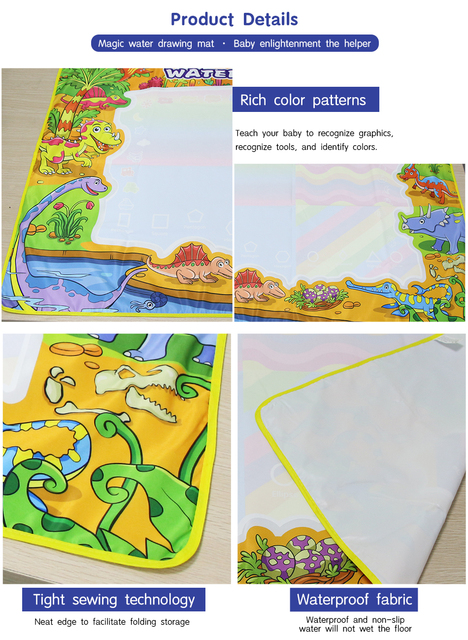 Dinozaur Magiczna Woda Rysunek Kolorowanka z 4 Magicznymi Długopisami - Edukacyjna Mata Do Malowania dla Dzieci - Wianko - 11