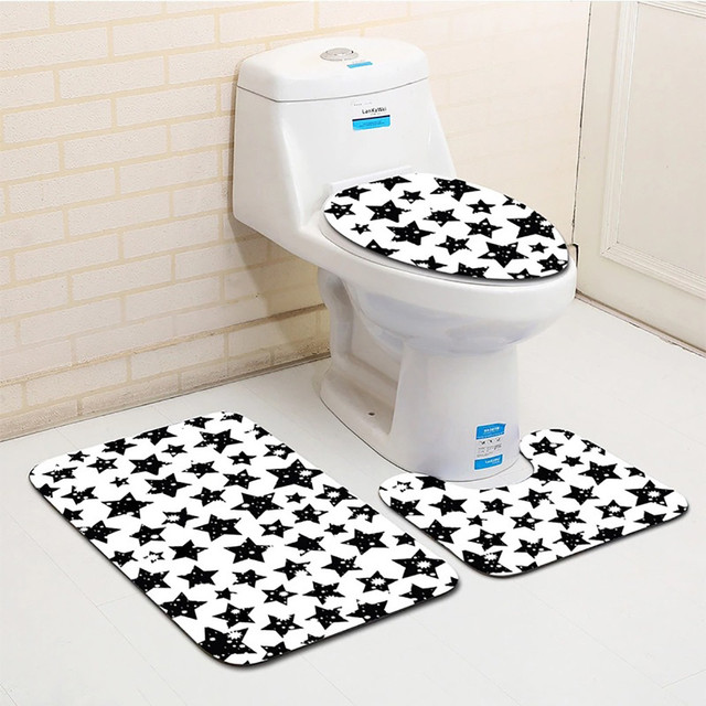 Zestaw 3 antypoślizgowych dywaników łazienkowych: toaletowy, prysznicowy, maty podłogowe łazienkowe z wanną - Wianko - 1