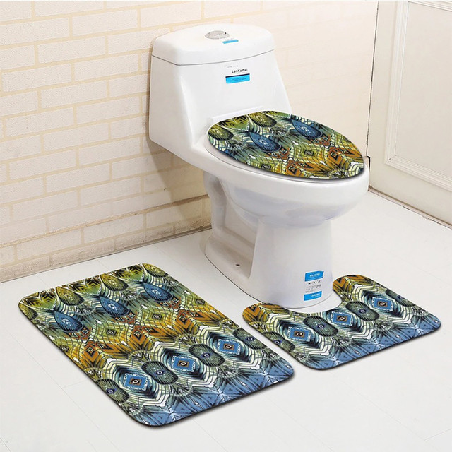 Zestaw 3 antypoślizgowych dywaników łazienkowych: toaletowy, prysznicowy, maty podłogowe łazienkowe z wanną - Wianko - 13