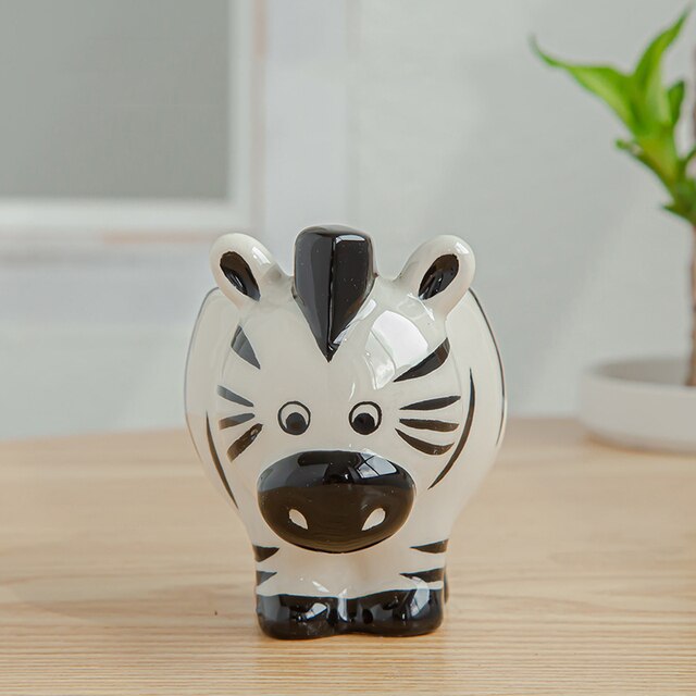 Wazon ceramiczny ze zwierzętami (zebra, owca, krowa) do sukulentów i bonsai - dekoracja wnętrza - Wianko - 6