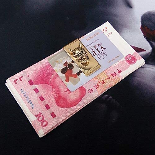 Mosiężny wisiorek w kształcie czaszki Hannya z portfelem gotówkowym na pieniądze i etui na karty kredytowe - dla mężczyzn, wykonany ręcznie - Wianko - 2