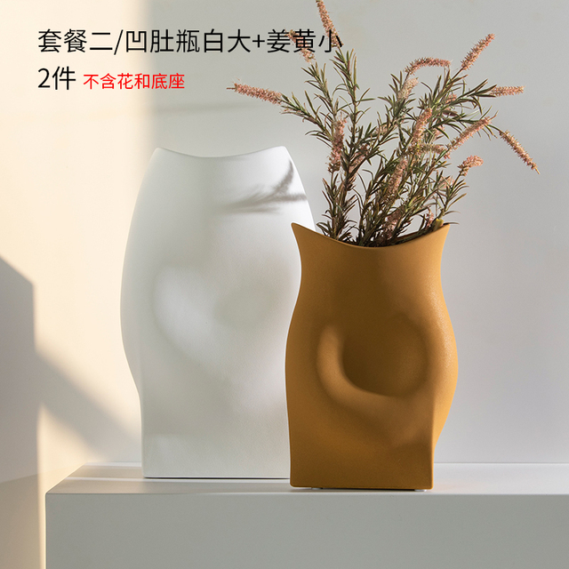 Ceramiczny matowy prostokątny wazon do suszenia i komponowania kwiatów w salonie czy na stole - Wianko - 5