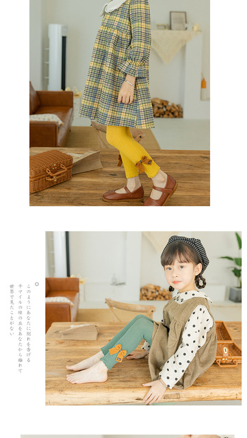 Dziewczęce legginsy w prążkowane cukierkowe kolory ze złotym kokardkowym dodatkiem - wiosna/jesień 2021 - Wianko - 12