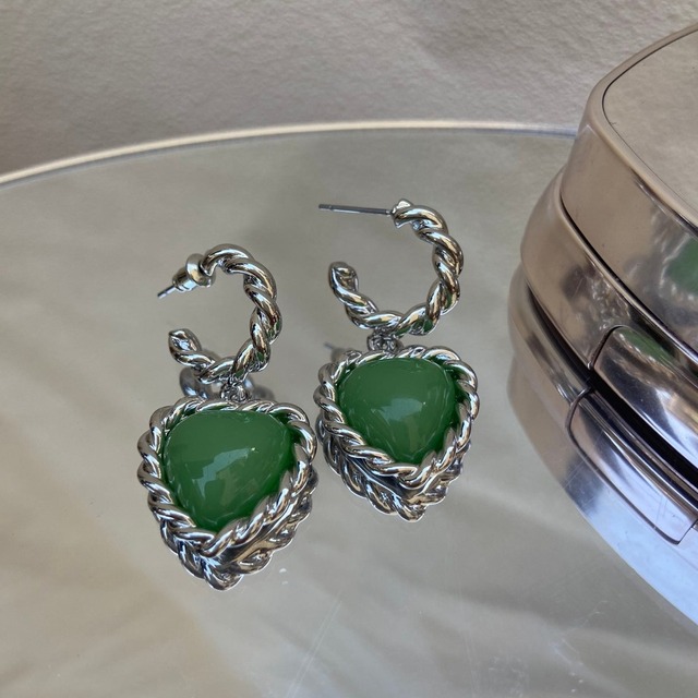 Kolorowy wisiorek z zielonym sercem - biżuteria vintage dla kobiet - Wianko - 5