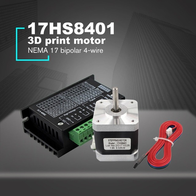 Silnik krokowy NEMA17 17HS8401 o prądzie 1.3A z sterownikiem TB6600 - do CNC Laser i drukarek 3D - Wianko - 3