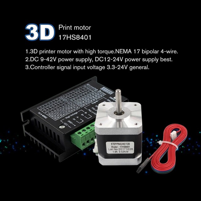 Silnik krokowy NEMA17 17HS8401 o prądzie 1.3A z sterownikiem TB6600 - do CNC Laser i drukarek 3D - Wianko - 2