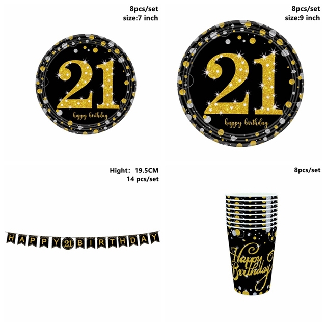 Dekoracje na przyjęcia urodzinowe dorosłych - Taoup 21, 30, 40, 50, 60 - zastawa stołowa - Wianko - 2