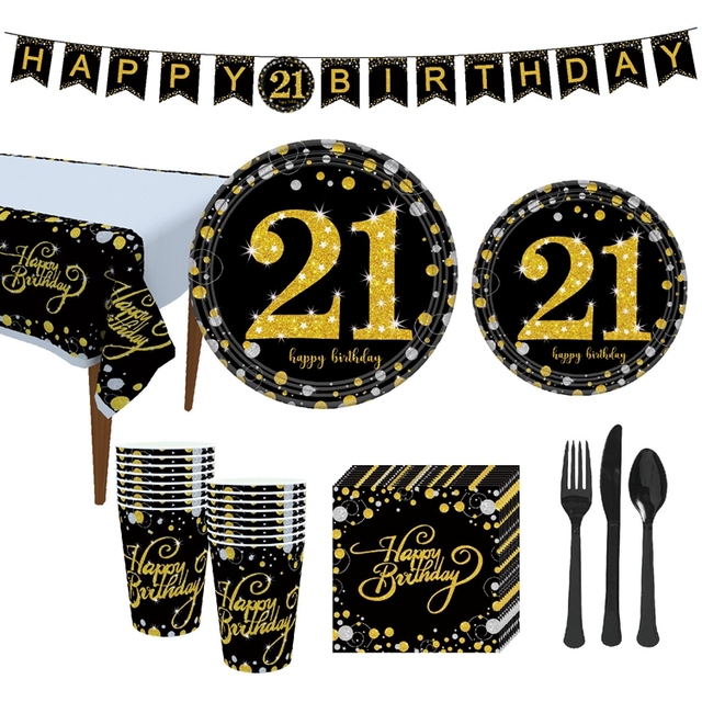 Dekoracje na przyjęcia urodzinowe dorosłych - Taoup 21, 30, 40, 50, 60 - zastawa stołowa - Wianko - 4