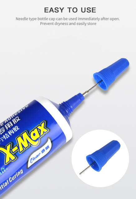 Klej strukturalny MECHANIC x-max PP, 50ml, przezroczysty/czarny - do telefonów komórkowych, tylnych ramek, stentów i pokryw wewnętrznych - Wianko - 4