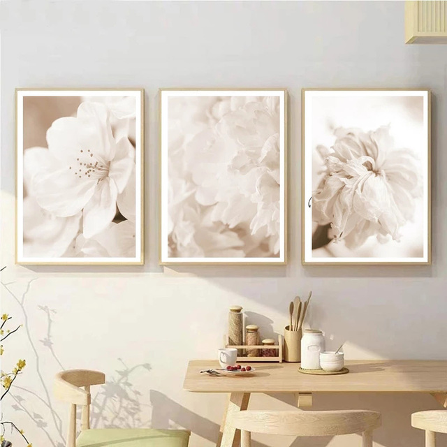 Nordycki obraz kwiatu piwonii w stylu sztuki skandynawskiej - plakat na płótnie dla domu i salonu - Wianko - 3