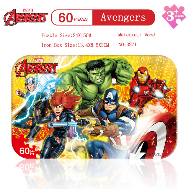 Puzzle drewniane Marvel Avengers Spider-Man dinozaur 60 sztuk dla dzieci 4-7 lat - Wianko - 1