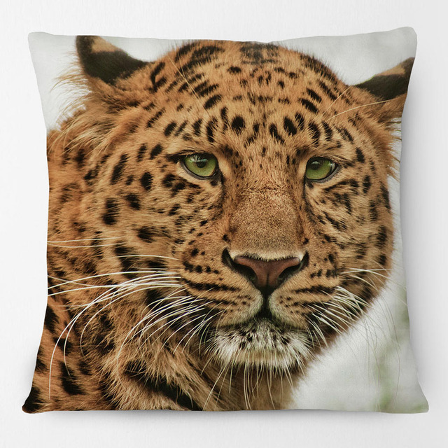 Poszewka na poduszki dzikie zwierzęta ręcznie malowane - Tygrys, Cheetah, Wilk, 45x45cm, beżowy - Wianko - 9