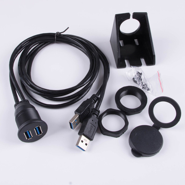 Wodoodporność USB 3.0: Dash do montażu w kabel męski na żeński, podwójny port USB 3.0 na panelu deski rozdzielczej - samochód, łódź, motocykl - Wianko - 5