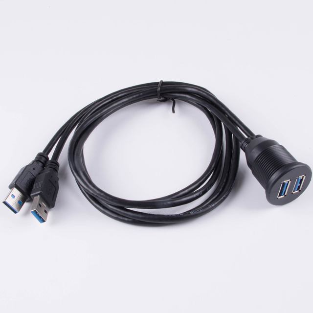 Wodoodporność USB 3.0: Dash do montażu w kabel męski na żeński, podwójny port USB 3.0 na panelu deski rozdzielczej - samochód, łódź, motocykl - Wianko - 3
