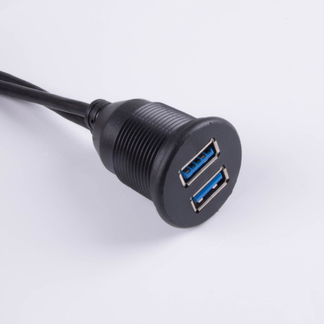 Wodoodporność USB 3.0: Dash do montażu w kabel męski na żeński, podwójny port USB 3.0 na panelu deski rozdzielczej - samochód, łódź, motocykl - Wianko - 2