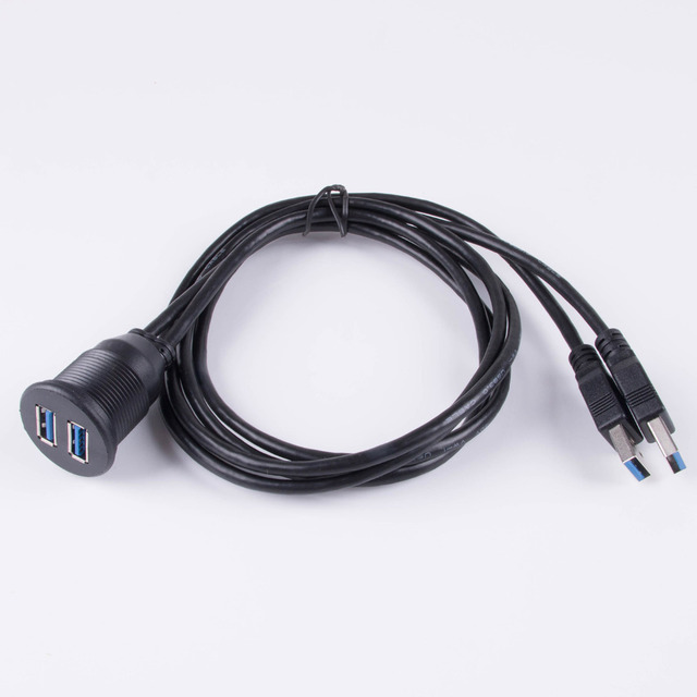 Wodoodporność USB 3.0: Dash do montażu w kabel męski na żeński, podwójny port USB 3.0 na panelu deski rozdzielczej - samochód, łódź, motocykl - Wianko - 4