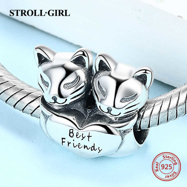 Nowe srebrne koraliki z motywem zwierząt - kot, idealne dla przyjaciółek, pasujące do europejskich bransoletek - Wianko - 27