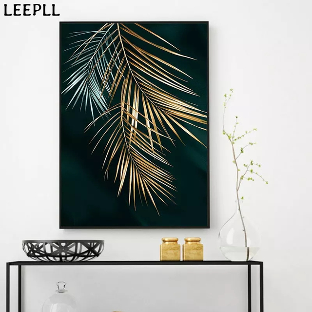 Streszczenie złoty liść rośliny ściana z obrazami plakat - nowoczesna sztuka na płótnie do salonu, wyjątkowe dekoracje do domu - Wianko - 6