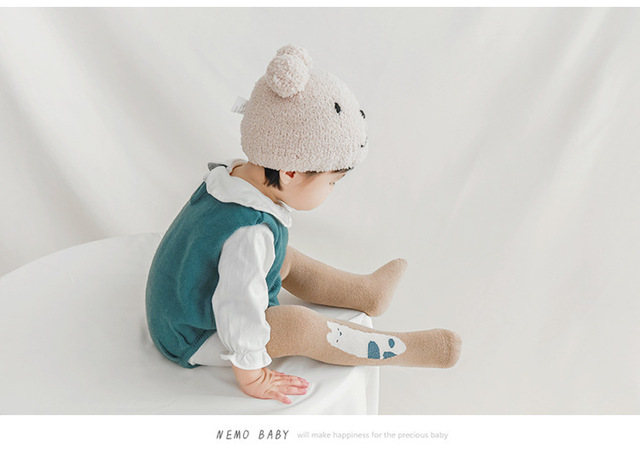 Grube czyste bawełniane pończochy dla nowonarodzonych dzieci - długie miękkie skarpetki dziecięce z ochraniaczami na kolana w dziecięcych wzorach - Wianko - 13