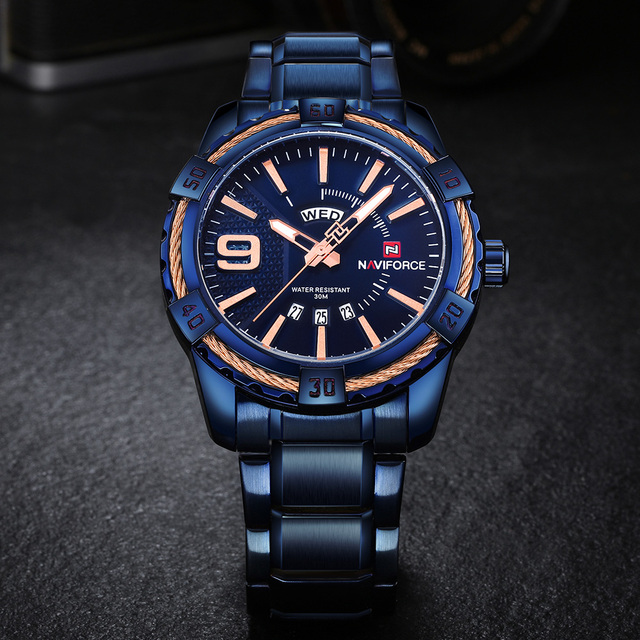 Męski zegarek kwarcowy luksusowej marki zegarków - staliwo-złoty w stylu Casual, Relogio Masculino Naviforce - Wianko - 12