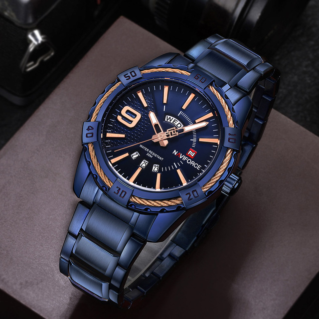 Męski zegarek kwarcowy luksusowej marki zegarków - staliwo-złoty w stylu Casual, Relogio Masculino Naviforce - Wianko - 11