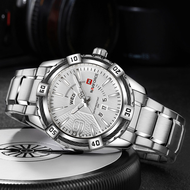 Męski zegarek kwarcowy luksusowej marki zegarków - staliwo-złoty w stylu Casual, Relogio Masculino Naviforce - Wianko - 20