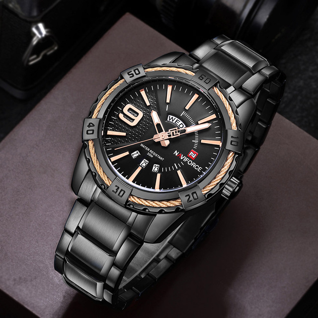 Męski zegarek kwarcowy luksusowej marki zegarków - staliwo-złoty w stylu Casual, Relogio Masculino Naviforce - Wianko - 15