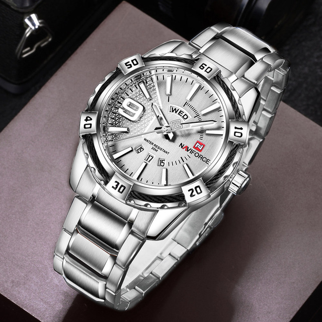 Męski zegarek kwarcowy luksusowej marki zegarków - staliwo-złoty w stylu Casual, Relogio Masculino Naviforce - Wianko - 19