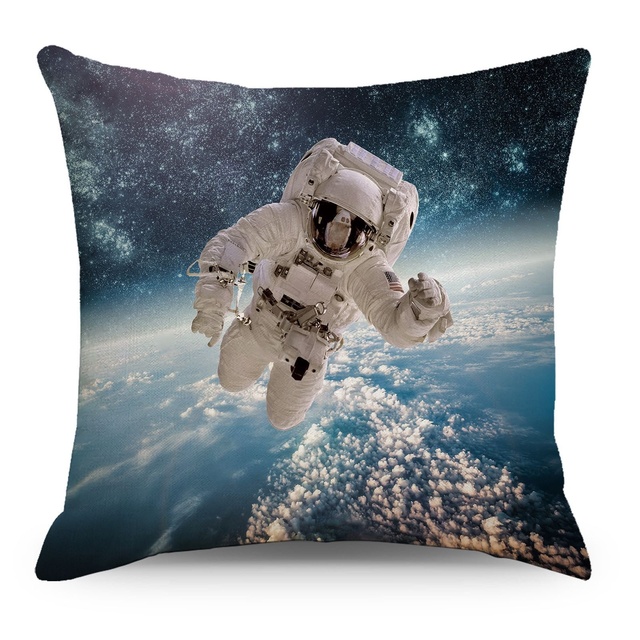 Poszewka na poduszkę astronauta kosmiczna planeta księżyc lniana 45x45 cm - Wianko - 8