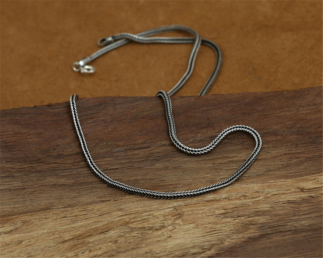 Autentyczny naszyjnik łańcuszkowy w stylu vintage z 100% srebra pr. 925 o grubości 2.0mm dla kobiet i mężczyzn - Wianko - 2