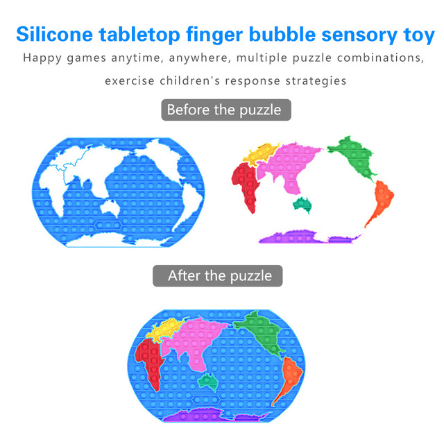 Antystresowa klawiatura Pop Push Bubble drażniąca zabawka sensoryczna dla dzieci i dorosłych - mapa świata - Wianko - 8