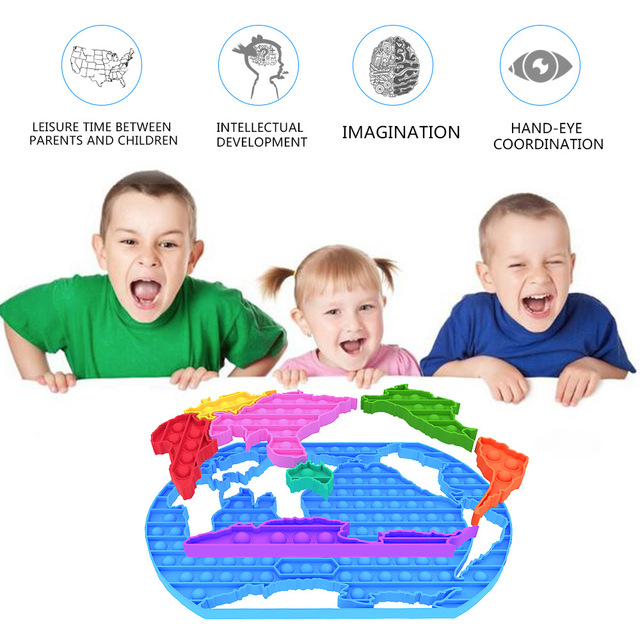 Antystresowa klawiatura Pop Push Bubble drażniąca zabawka sensoryczna dla dzieci i dorosłych - mapa świata - Wianko - 7