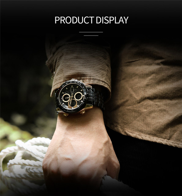 NAVIFORCE Zegarek męski kwarcowy cyfrowy, klasyczny, luksusowy, wojskowy, zegarek sportowy, złoty, ze stali nierdzewnej 9197 - Wianko - 14