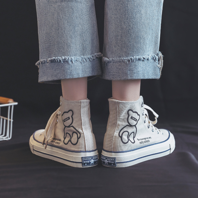 Buty damskie tenisówki odblaskowe z motywem słodkich niedźwiedzi dla miłośników mody ulicznej - Wianko - 11