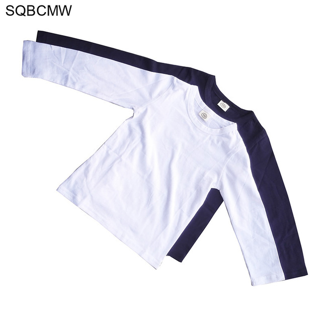 Długorękawowe bawełniane koszulki dla dzieci - czarne i białe topy dziecięce, idealne na wiosnę i jesień - Wianko - 41