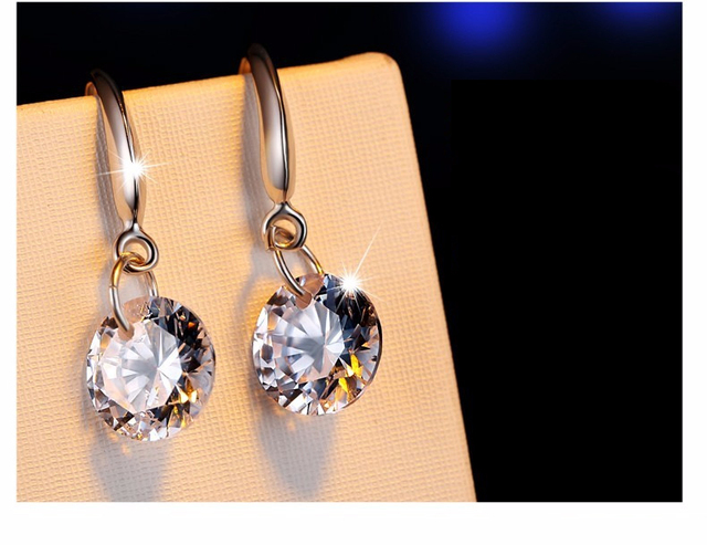 Kolczyki wiszące z luźnymi diamentami cyrkonowymi 3A w wersji koreańskiej, podkreślające temperament kobiet - biżuteria hurtowa z srebra - Wianko - 8